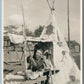 CHIEF THREE MEN INDIAN RESERVATION CAUGHNAWAGA ANTIQUE REAL PHOTO POSTCARD RPPC