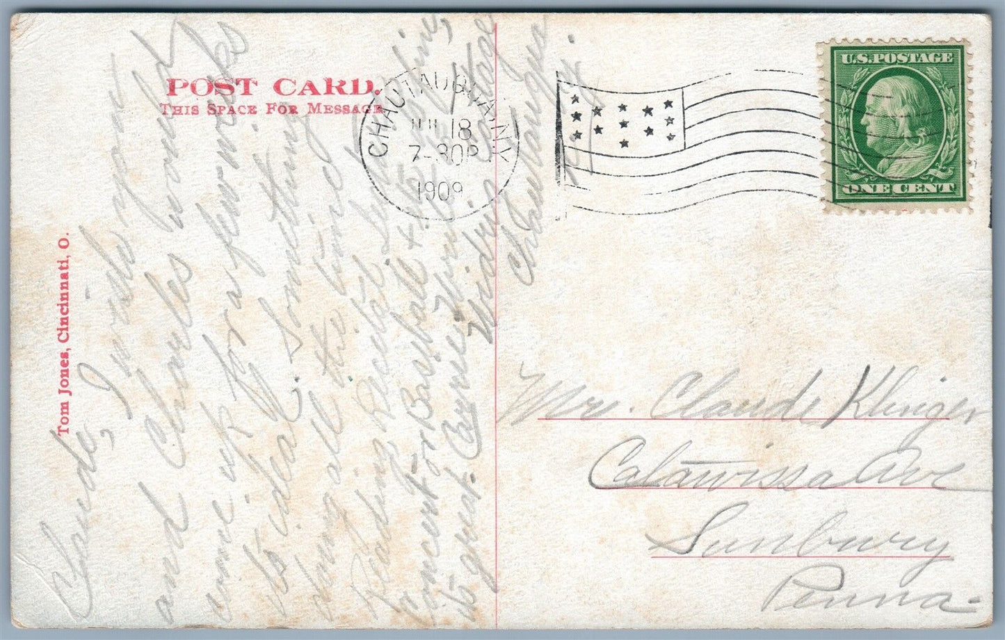 CELERON NY CHAUTAUQUA LAKE 1909 ANTIQUE POSTCARD