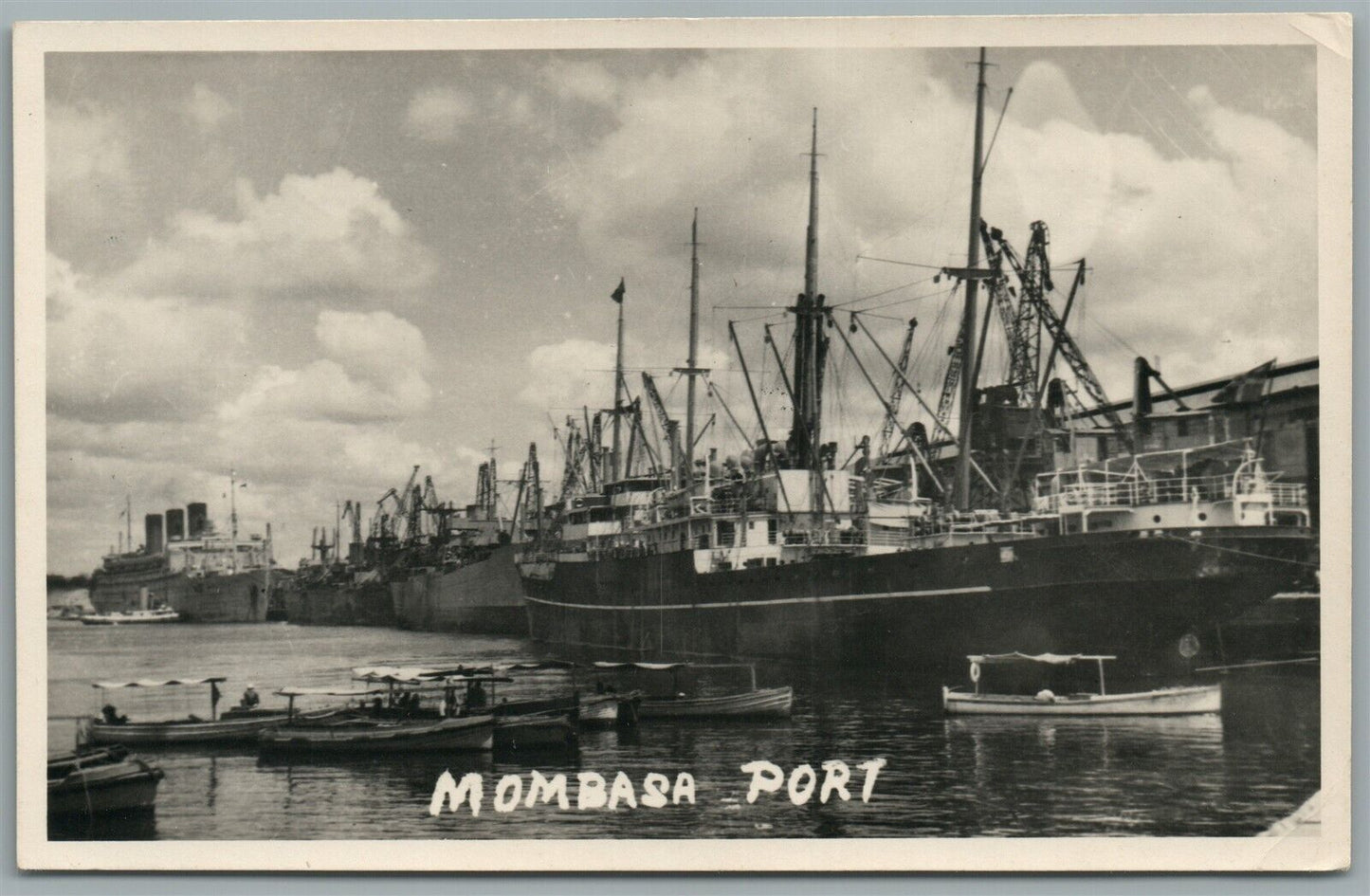 MOMBASA PORT SHIPS ANTIQUE REAL PHOTO RPPC