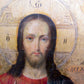 RUSSIAN ICON of JESUS 19th CENTURY ANTIQUE HAND PAINTED on GOLD