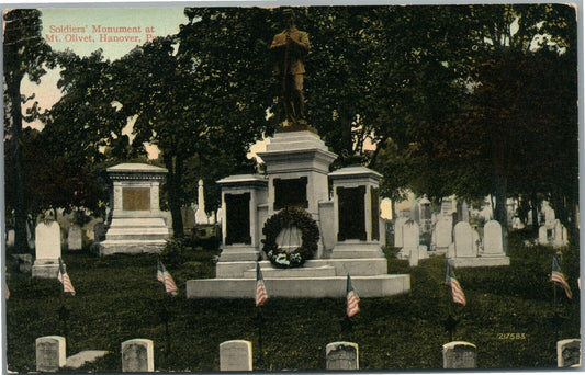 HANOVER PA SOLDIERS' MONUMENT ANTIQUE POSTCARD