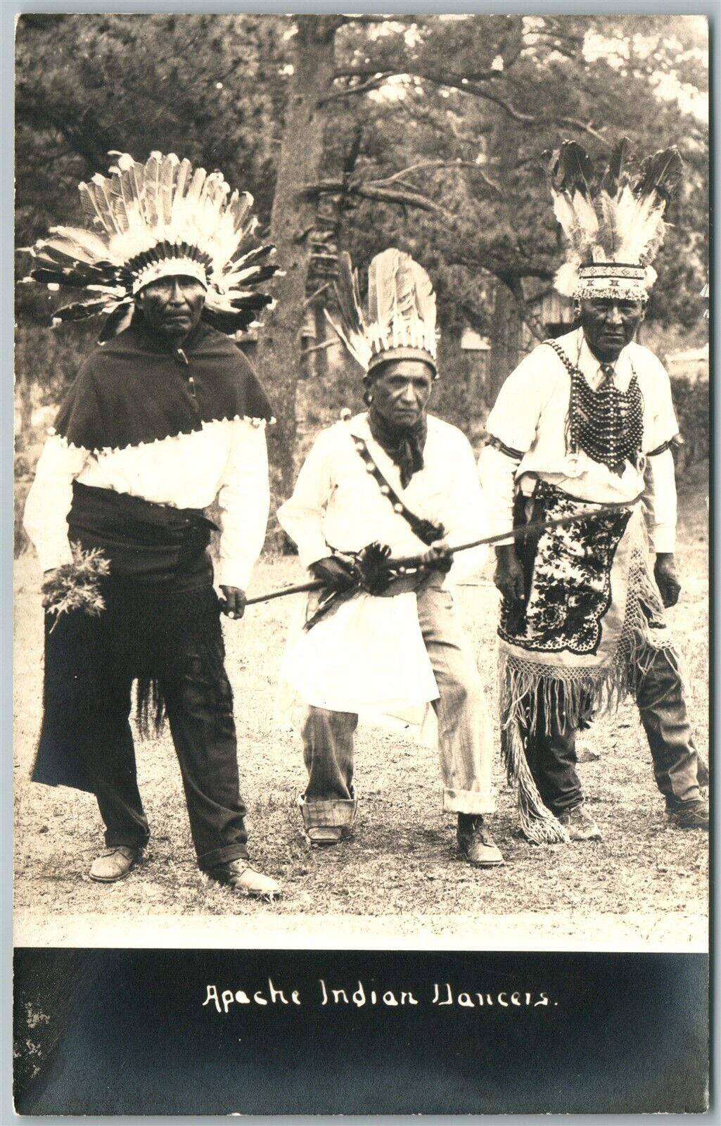 APACHE AMERICAN INDIAN DANCERS ANTIQUE REAL PHOTO POSTCARD RPPC