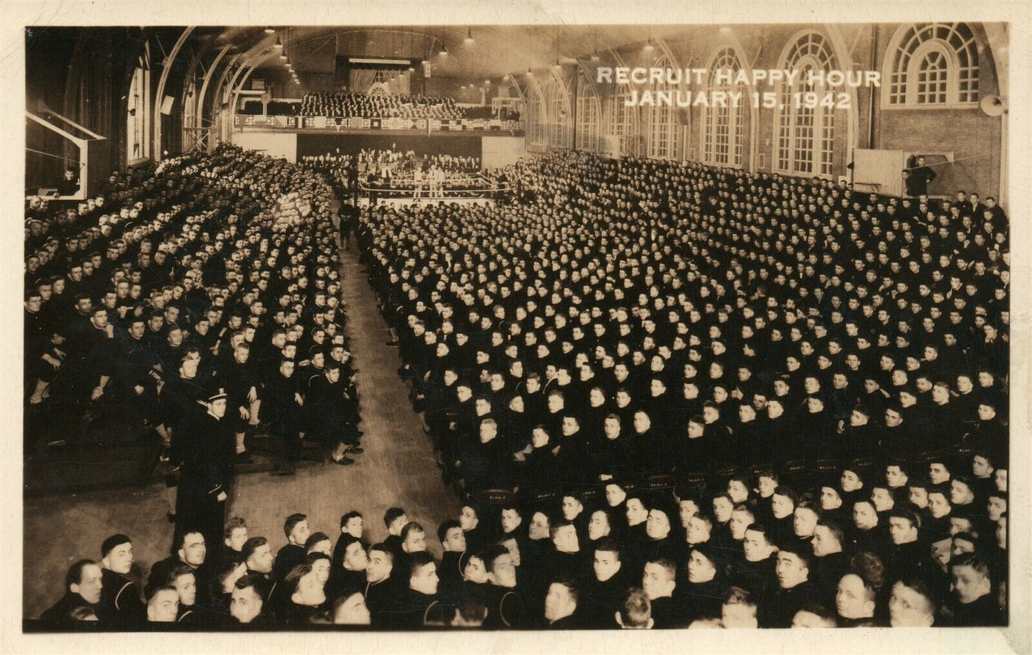 BOXING COMPETITION RECRUIT HAPPY HOUR 1942 VINTAGE REAL PHOTO POSTCARD RPPC