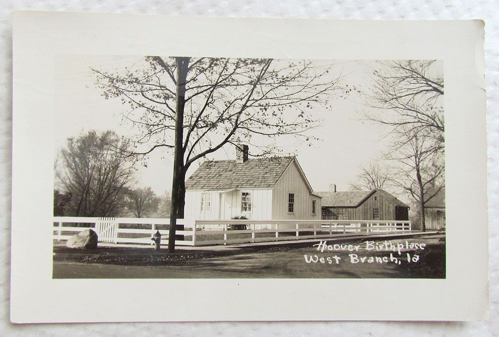 RPPC 1939 VINTAGE REAL PHOTO POSTCARD HOOVER BIRTHPLACE WEST BRANCH IOWA