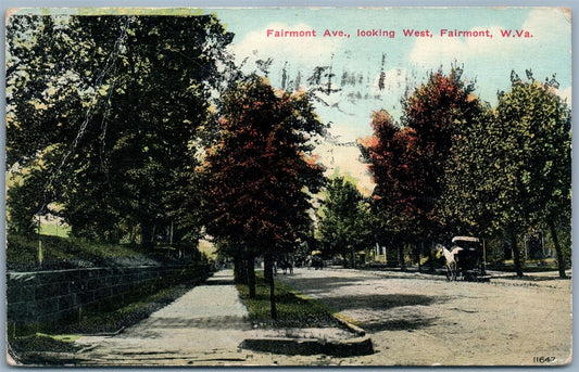 FAIRMONT W.V. FAIRMONT AVENUE ANTIQUE 1912 POSTCARD