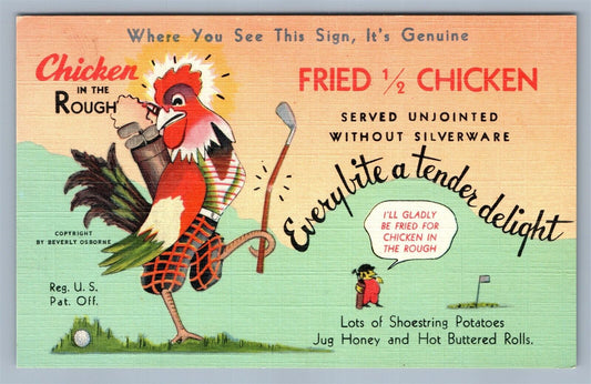 OKLAHOMA CITY OK BEVERLY'S CHICKEN RESTAURANT ADVERTISING VINTAGE POSTCARD