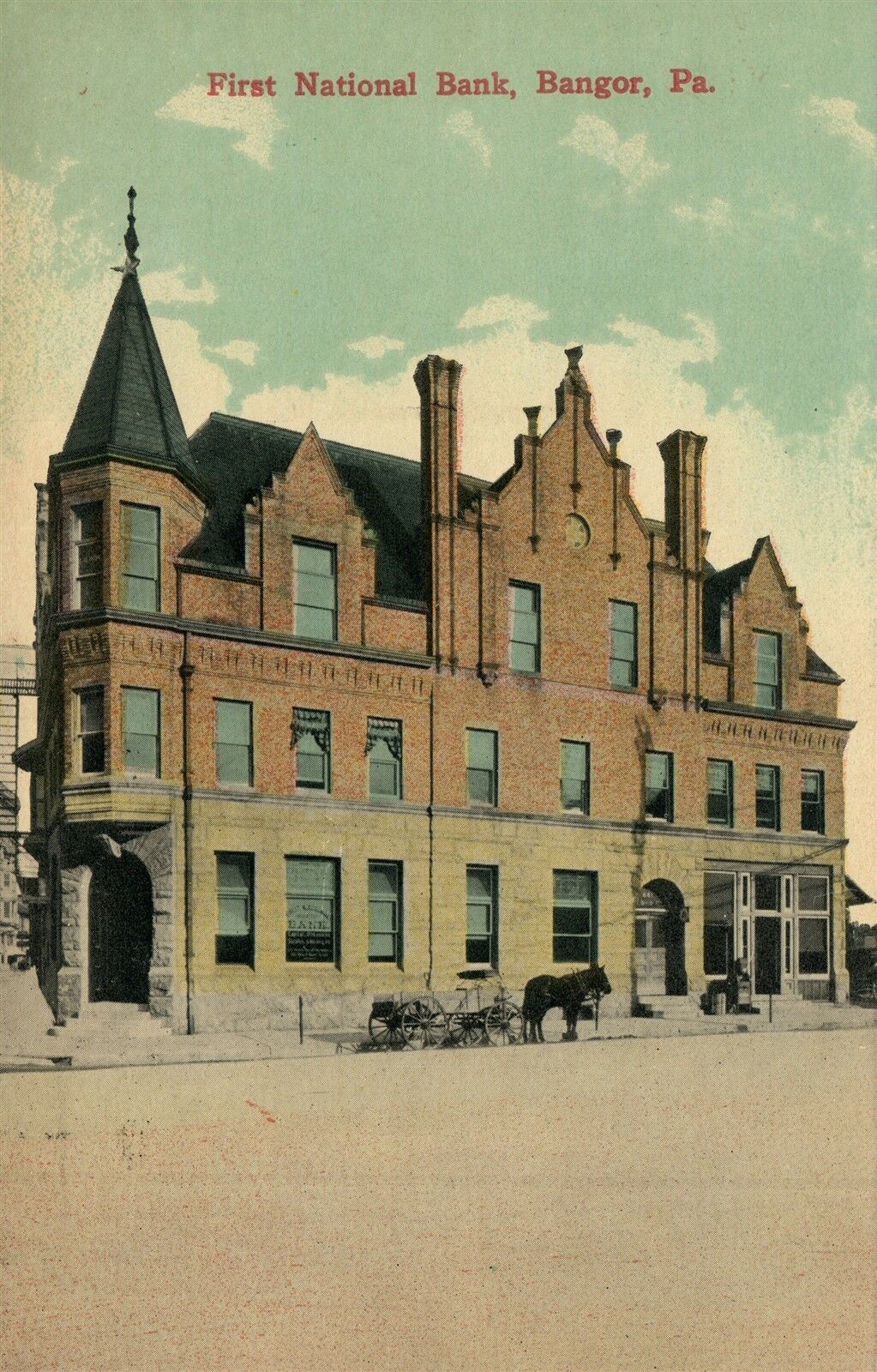 BANGOR PA FIRST NATIONAL BANK ANTIQUE POSTCARD