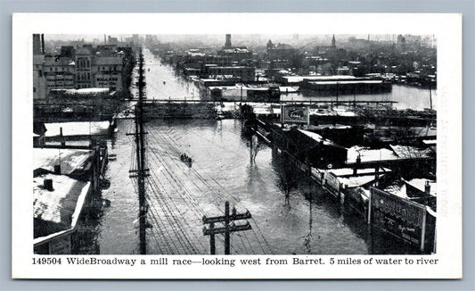 LOUISVILLE KY FLOOD SCENE WIDE BROADWAY ANTIQUE POSTCARD