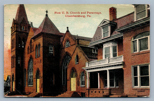 CHAMBERSBURG PA FIRST UB CHURCH ANTIQUE POSTCARD