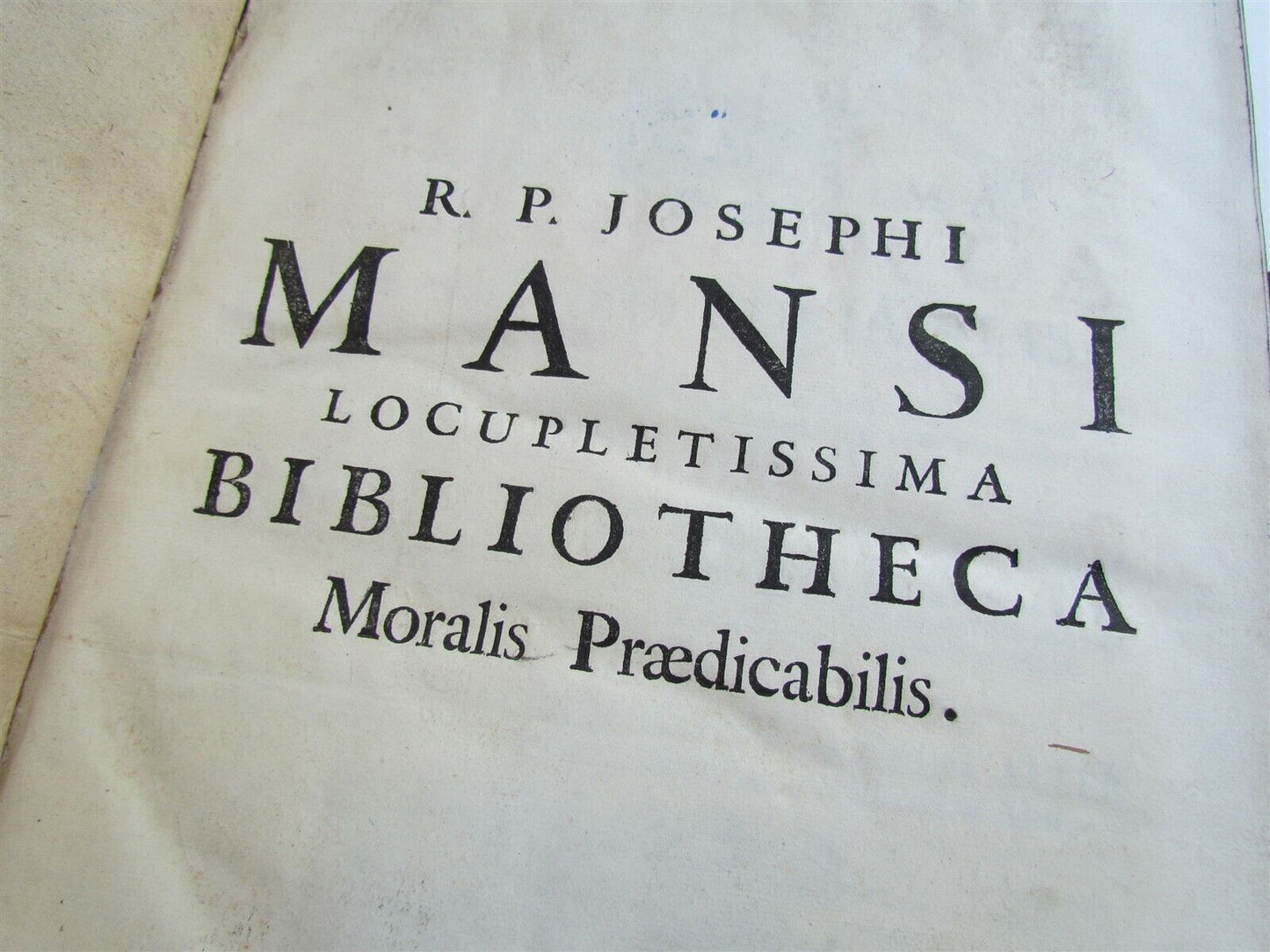 1703 BLIND-STAMPED PIGSKIN BOUND ANTIQUE FOLIO by Josephi Mansi