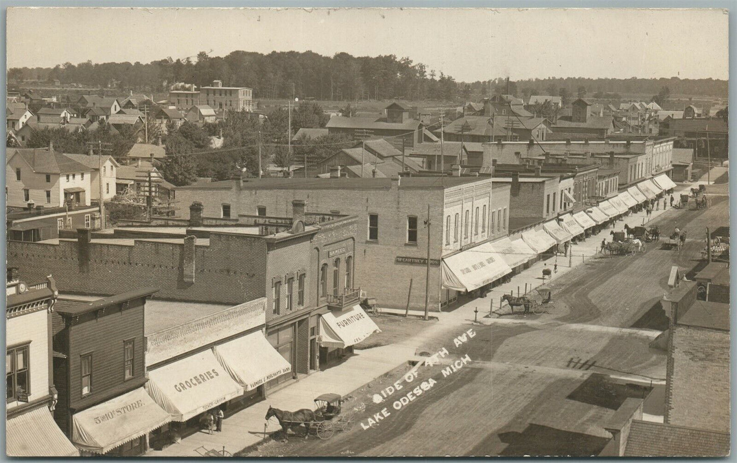 LAKE ODESSA MI 4th AVENUE ANTIQUE REAL PHOTO POSTCARD RPPC