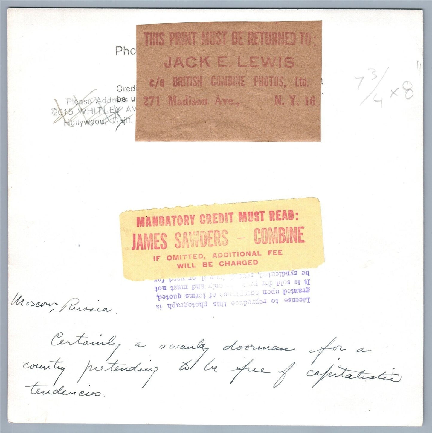 MOSCOW RUSSIA RESTAURANT'S DOORMAN VINTAGE REAL PRESS PHOTO