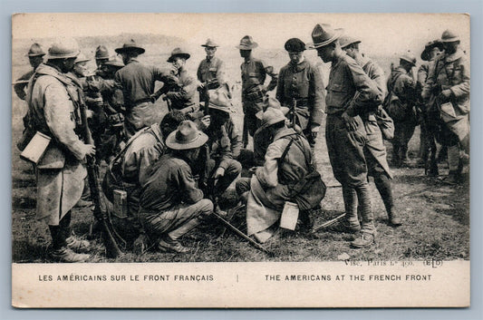 AMERICANS AT FRENCH FRONT WWI ANTIQUE POSTCARD
