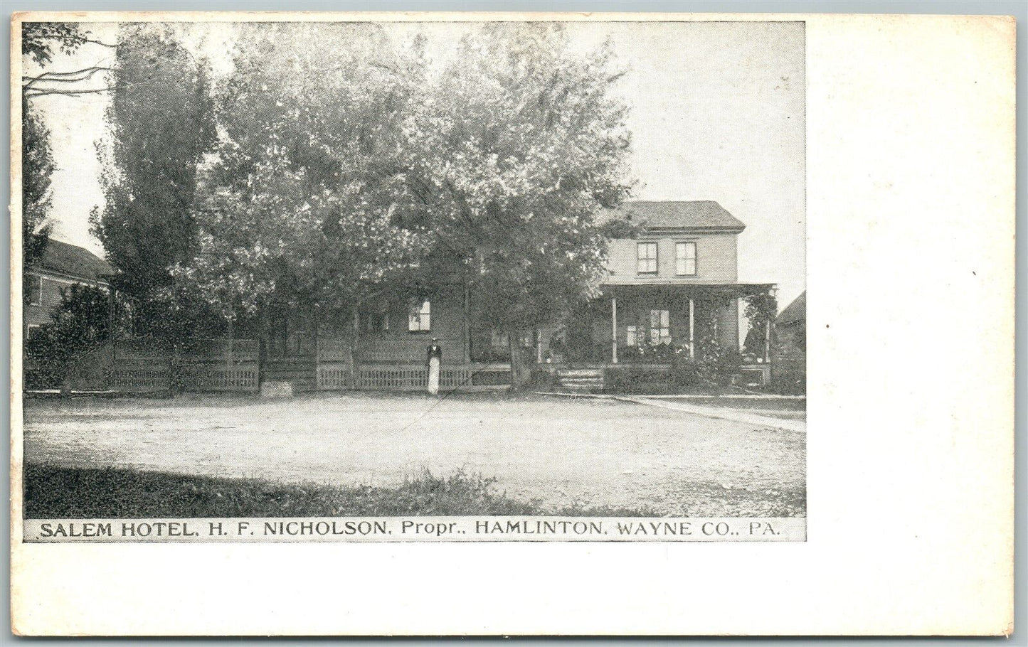 HAMILTON WAYNE COUNTY PA SALEM HOTEL NICHOLSON PROPR. UNDIVIDED ANTIQUE POSTCARD