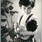 NEW YEAR KID w/ DOLL AT CHRISTMAS TREE VINTAGE REAL PHOTO POSTCARD RPPC