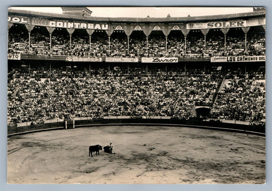 BARCELONA SPAIN BULLFIGHTING CORRIDA VINTAGE REAL PHOTO POSTCARD RPPC w/ STAMPS