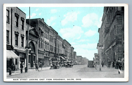 SALEM OH MAIN STREET 1932 ANTIQUE POSTCARD