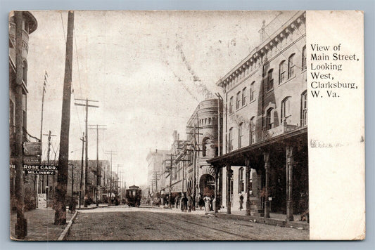 CLARCKSBURG WV MAIN STREET ANTIQUE POSTCARD