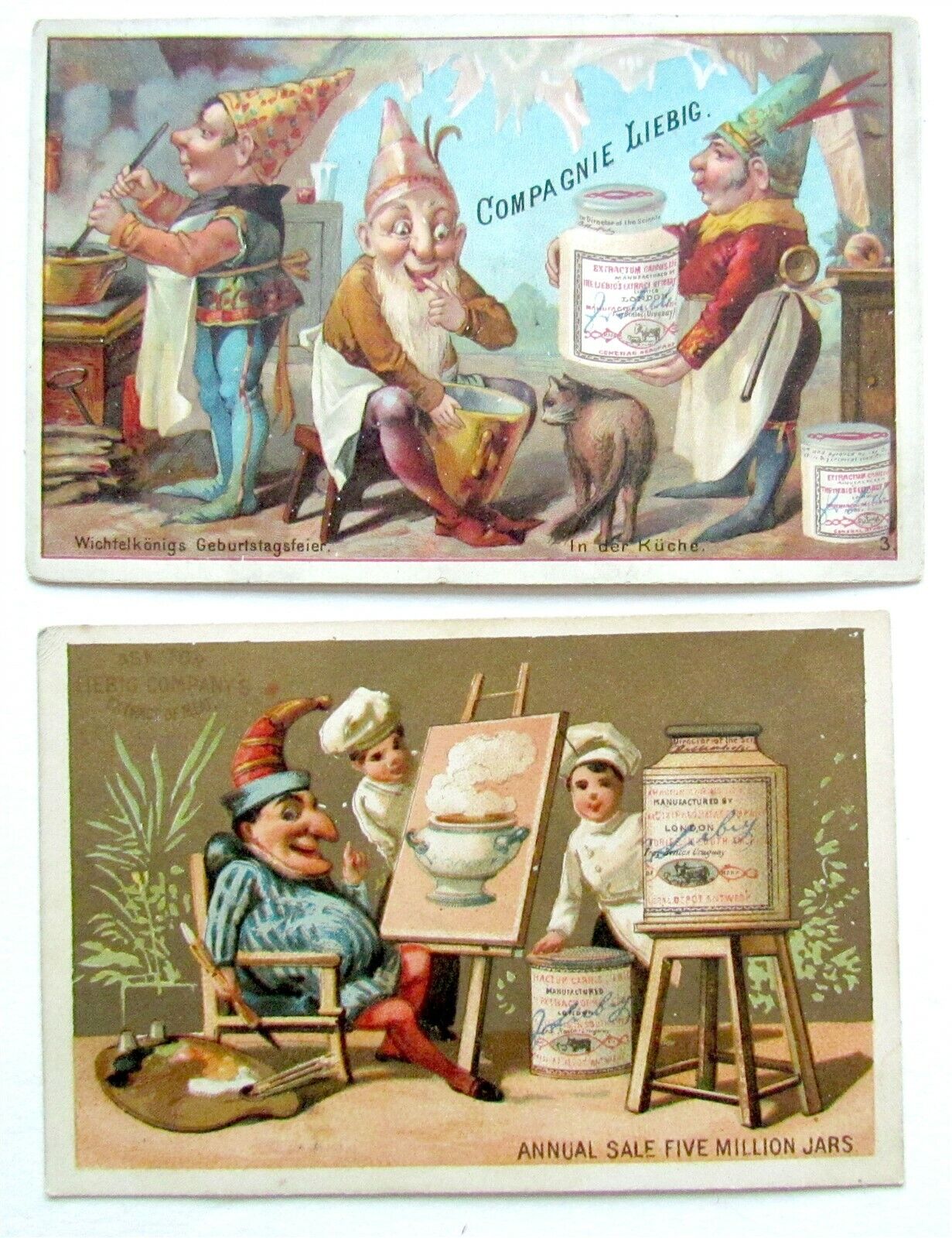 LIEBIG COMPANY'S set of 2 ANTIQUE VICTORIAN TRADE CARDS