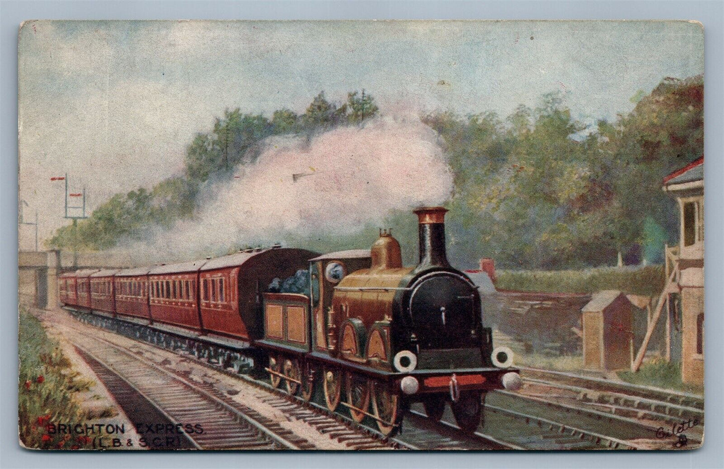 BRIGHTON EXPRESS UK ANTIQUE POSTCARD train railroad railway