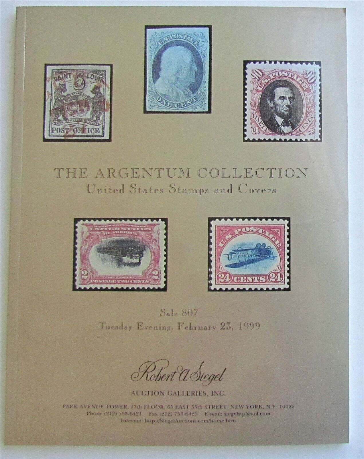 UNITED STATES STAMPS & COVERS ARGENTUM COLLECTION 1999 R. SIEGEL AUCTION CATALOG