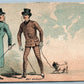 BOOTS SHOES ANTIQUE ADVERTISING VICTORIAN TRADE CARD MENS WALKING DOG