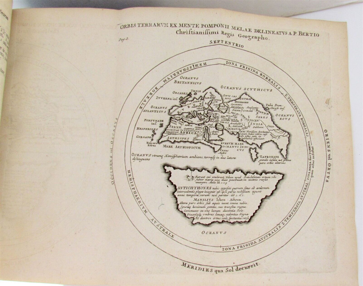 1782 POMPONII MELA De Situ Orbis AMSTERDAM ARMORIAL VELLUM BINDING antique