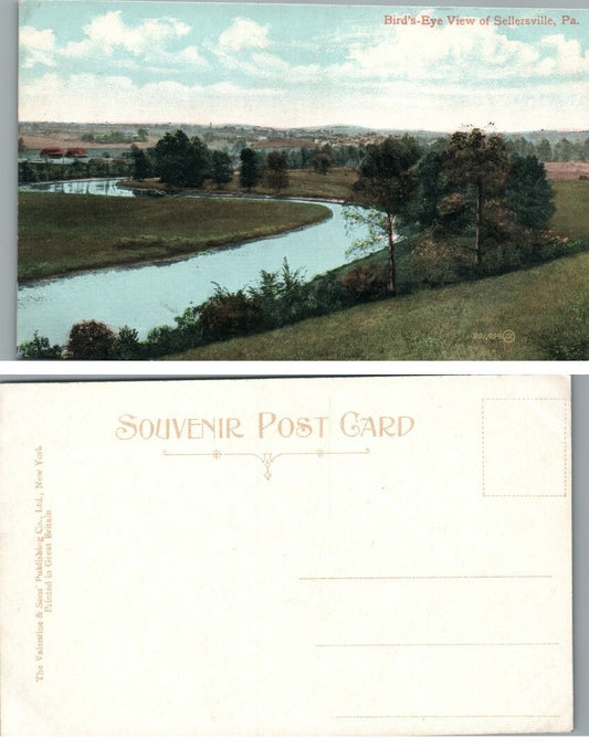 ANTIQUE POSTCARD BIRD'S EYE VIEW OF SELLERSVILLE PA