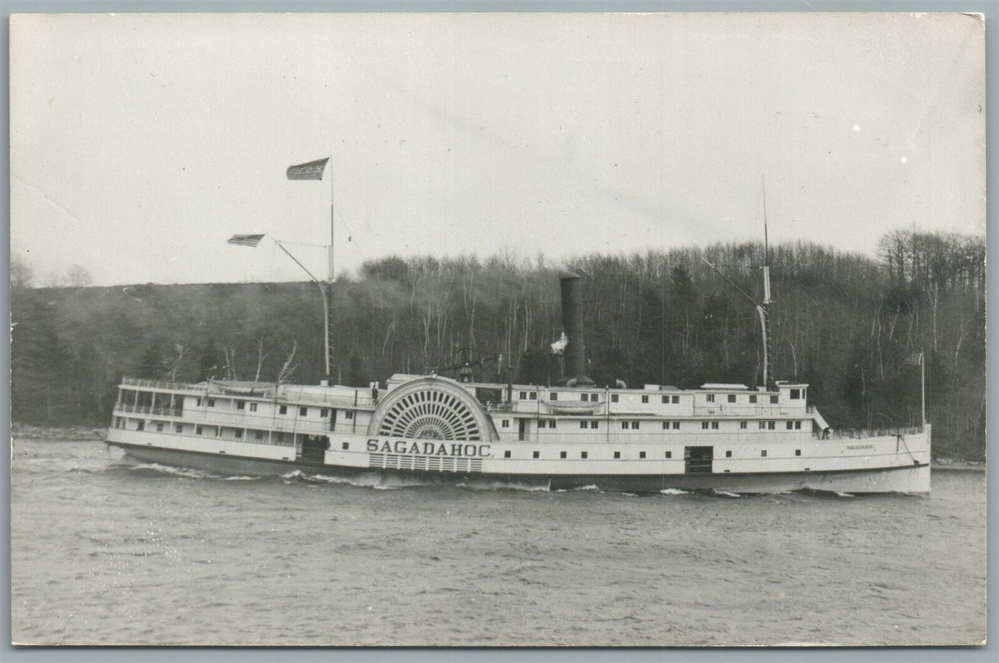 SAGADAHOC STEAMBOAT VINTAGE REAL PHOTO POSTCARD RPPC