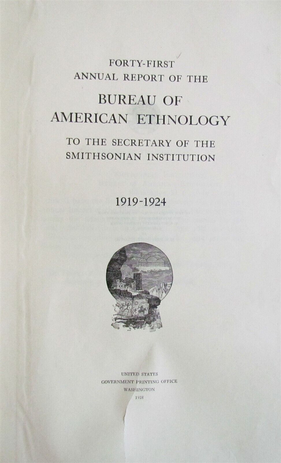 1919-1924 REPORT of BUREAU of AMERICAN ETHNOLOGY by J.POWELL antique ILLUSTRATED