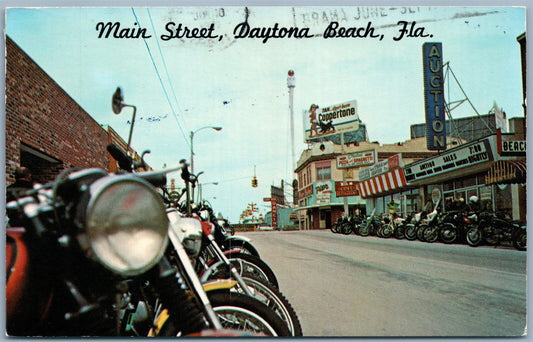 MOTORCYCLE CLASSIC 200 DAYTONA BEACH FL MAIN STREET 1971 VINTAGE POSTCARD