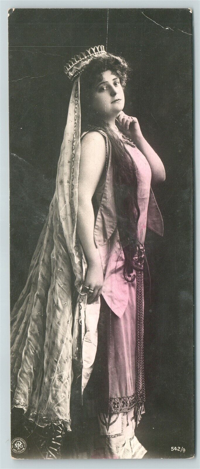 GERMAN ACTRESS 1908 ANTIQUE REAL PHOTO POSTCARD RPPC