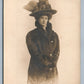 LADY in FASHION HAT ANTIQUE REAL PHOTO POSTCARD RPPC