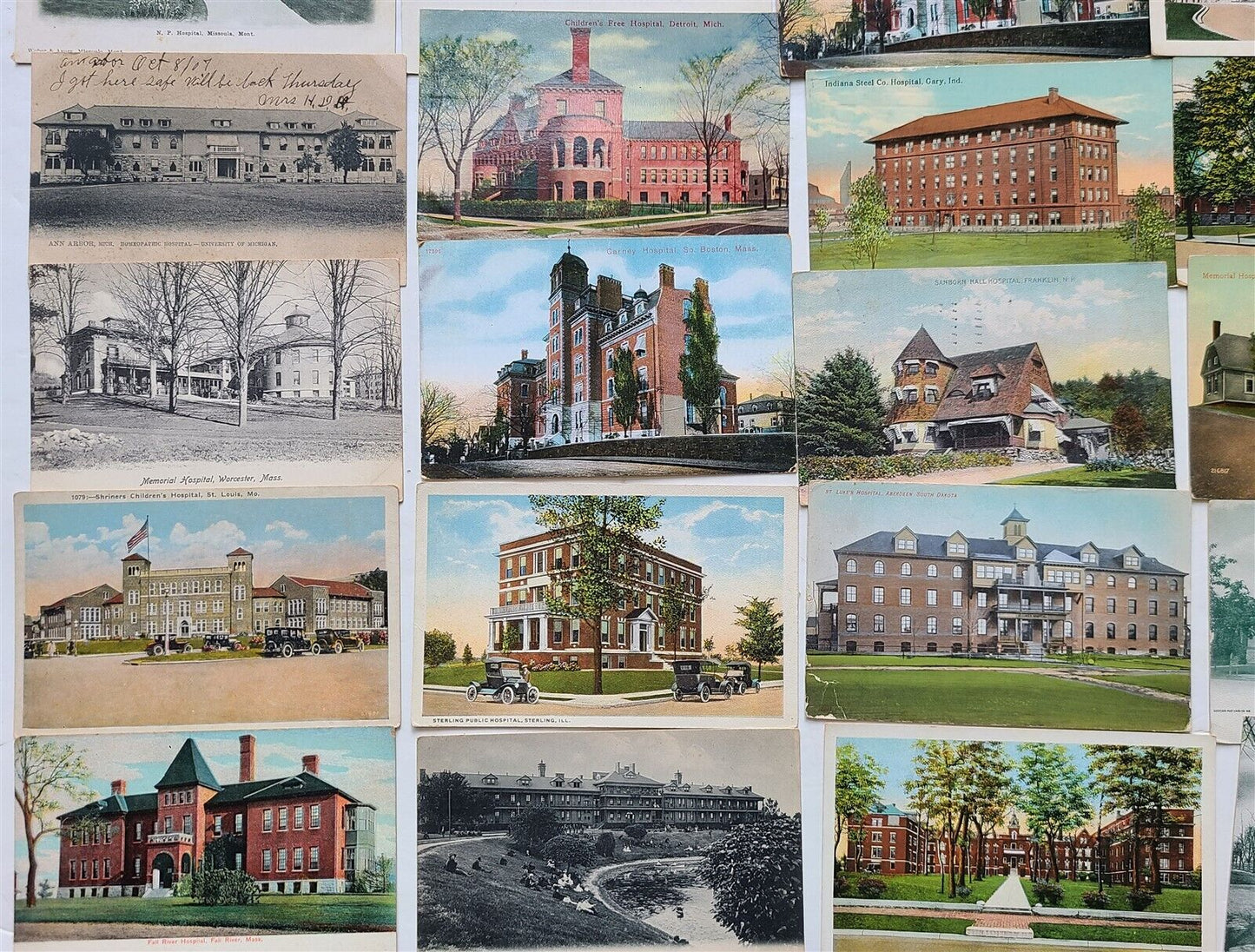 LOT of 59 POSTCARDS w/ HOSPITAL VIEWS