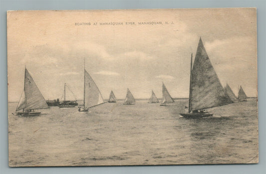MANASQUAN BEACH NJ BOATING ANTIQUE POSTCARD