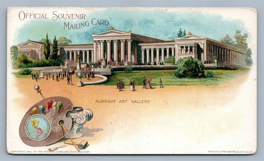 BUFFALO NY ALBRIGHT ART GALLERY PIONEER PRIVATE MAILING CARD ANTIQUE POSTCARD