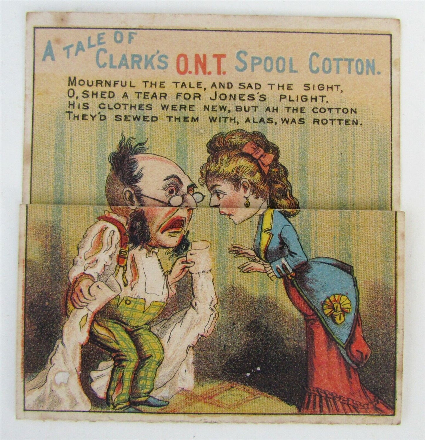 ANTIQUE MECHANICAL VICTORIAN TRADE CARD CLARK'S O.N.T. SPOOL COTTON