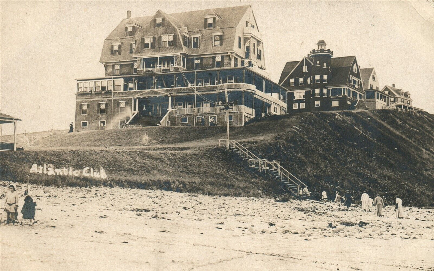 ATLANTIC CLUB 1907 ANTIQUE REAL PHOTO POSTCARD RPPC