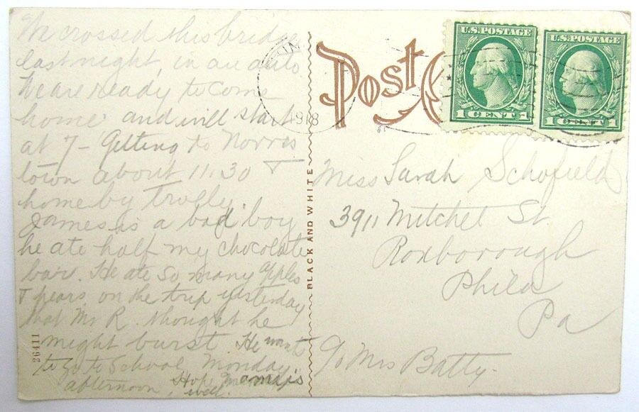1918 ANTIQUE POSTCARD MUNCY CREEK MUNCY PA
