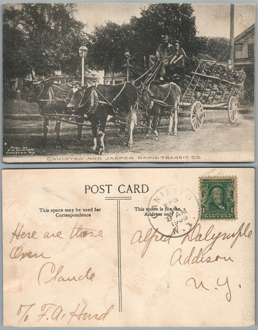 CANISTEO & JASPERRAPID TRANSIT CO. N.Y. 1908 ANTIQUE POSTCARD