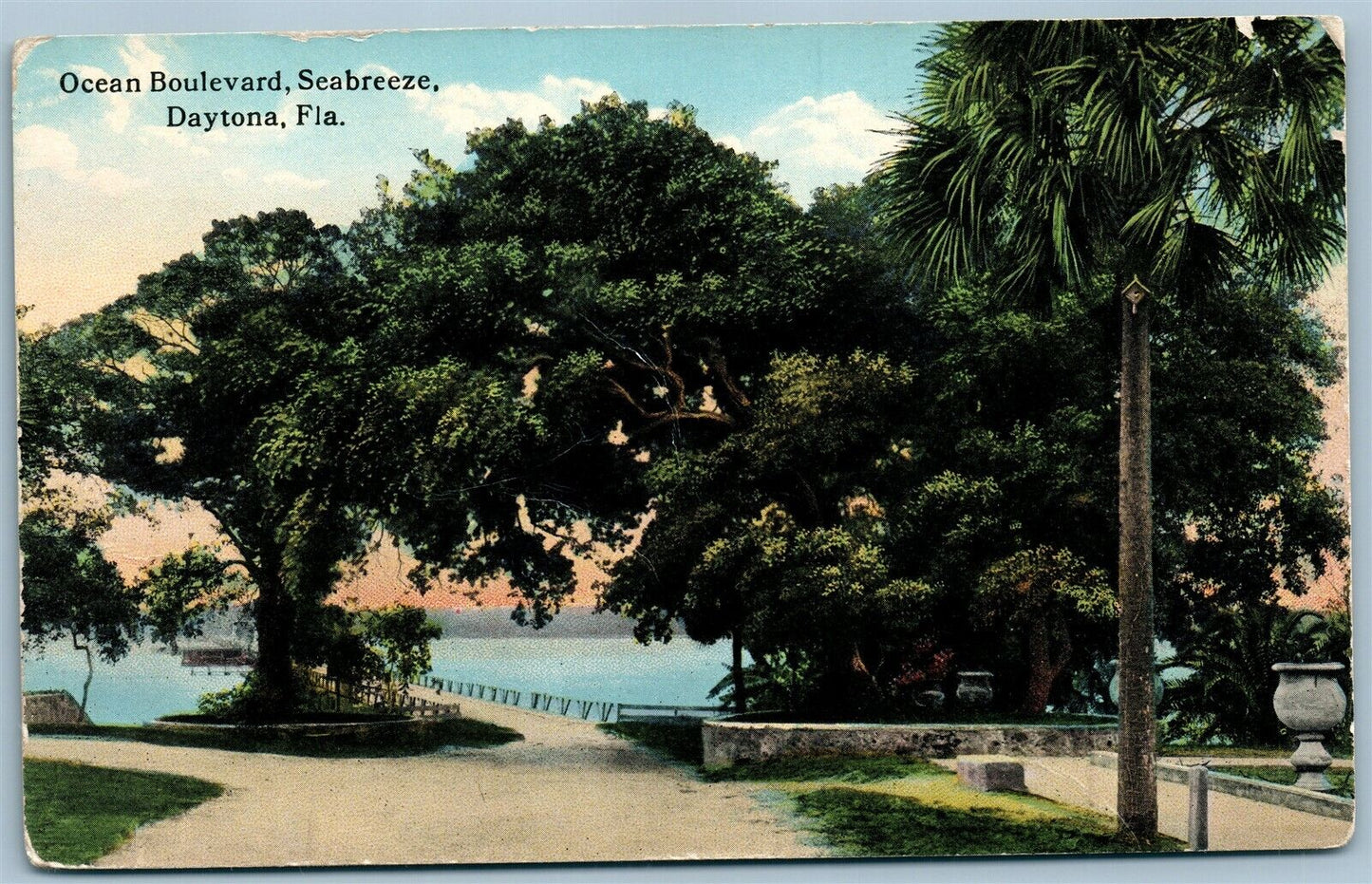 DAYTONA FL OCEAN BOULEVARD SEABREAZE ANTIQUE POSTCARD