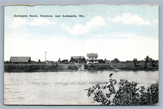 LADYSMITH WI DARLINGTON RANCH FLAMBEAU ANTIQUE POSTCARD