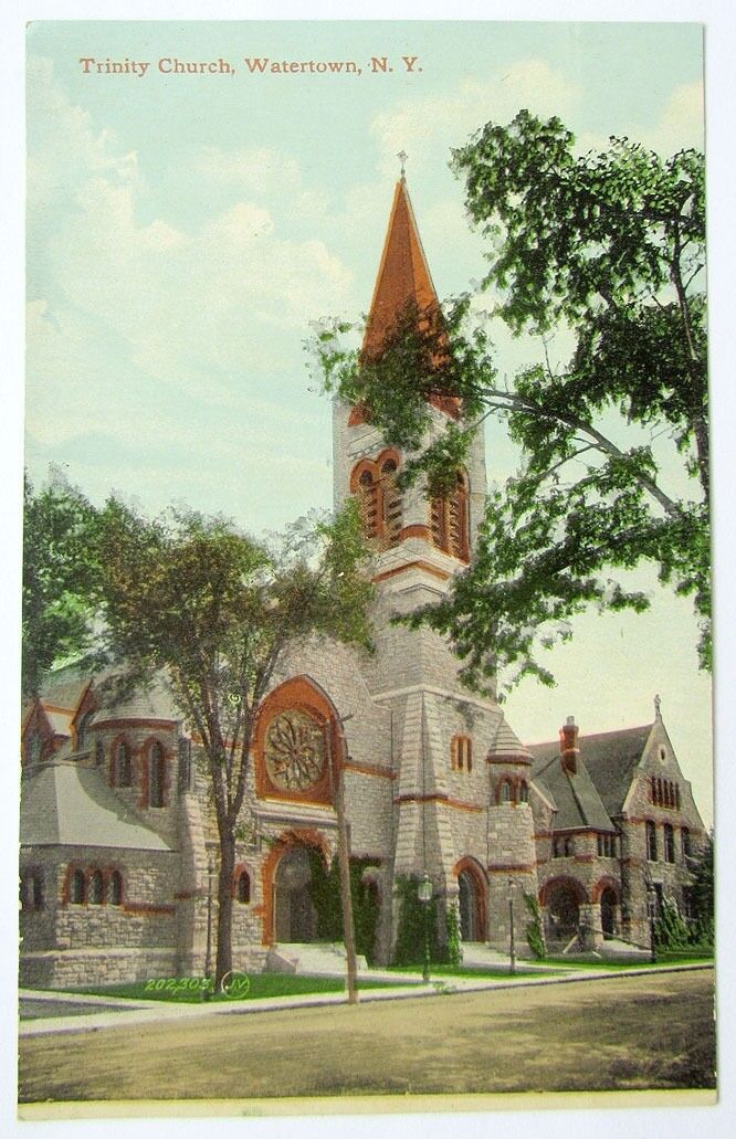 ANTIQUE POSTCARD TRINITY CHURCH WATERTOWN N.Y.
