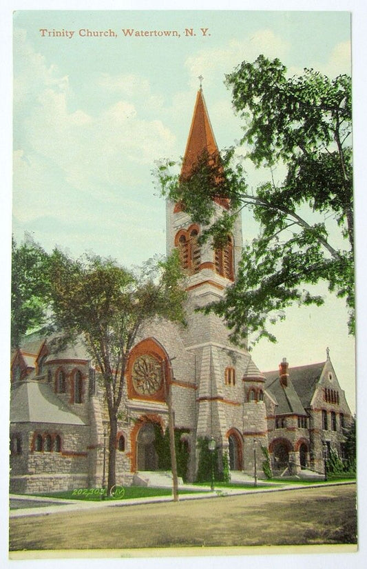 ANTIQUE POSTCARD TRINITY CHURCH WATERTOWN N.Y.