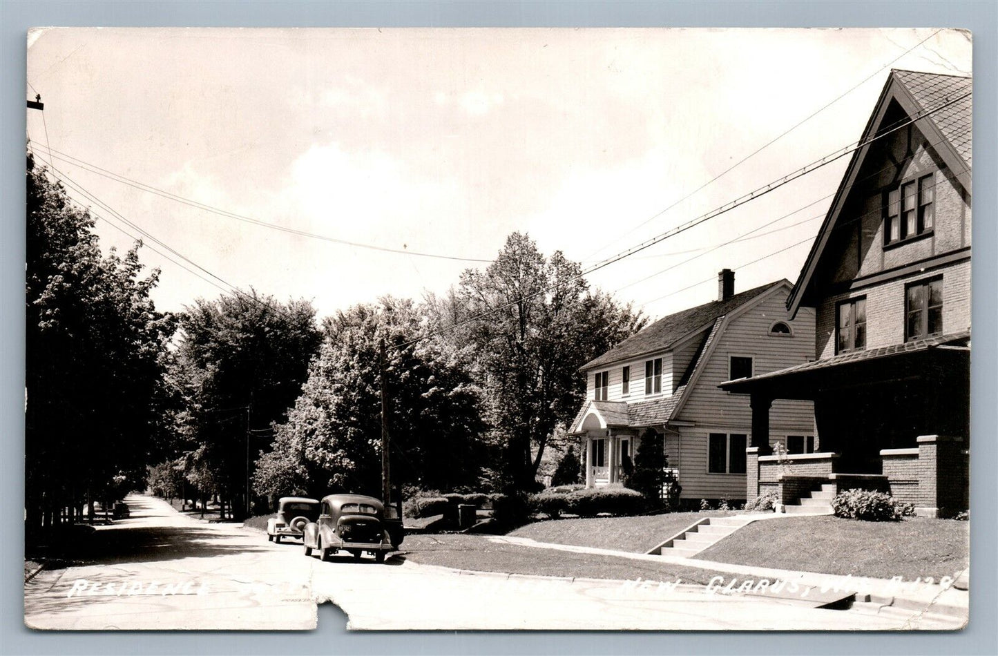 NEW CLARUS WI STREET SCENE VINTAGE REAL PHOTO POSTCARD RPPC