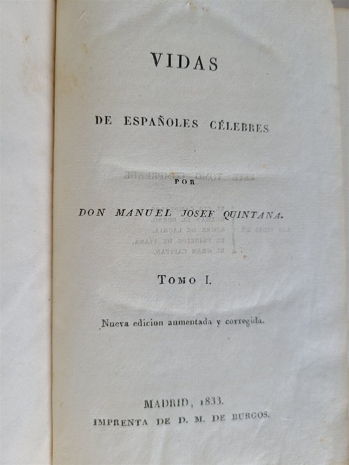 1833 VIDAS de ESPANOLES CELEBRES por DON MANUEL QUINTANA antique SPANISH 2 VOL.