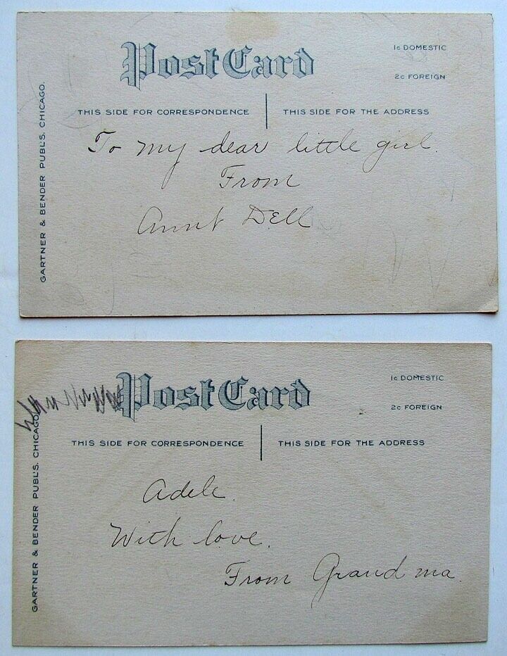 VINTAGE PAIR OF ARTIST SIGNED UNDIVIDED POSTCARDS