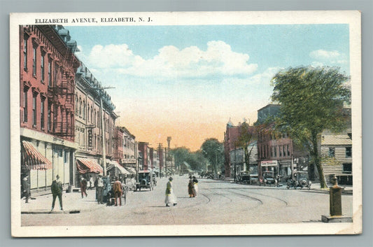 ELIZABETH NJ ELIZABETH AVE. ANTIQUE POSTCARD