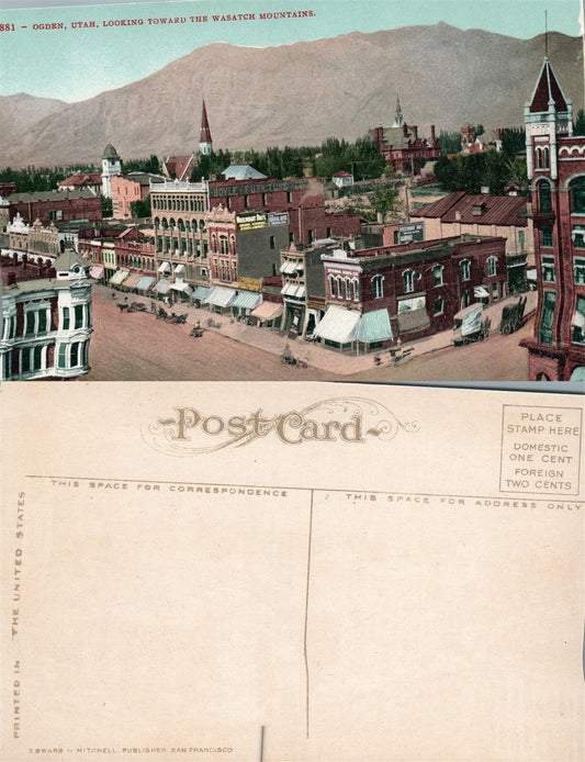 OGDEN UTAH WASATCH MOUNTAINS ANTIQUE POSTCARD