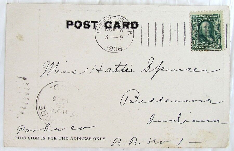 CENTRAL SCHOOL PIERRE  S.D. Pub. by W.M.KEMP 1906 UNDIVIDED ANTIQUE POSTCARD